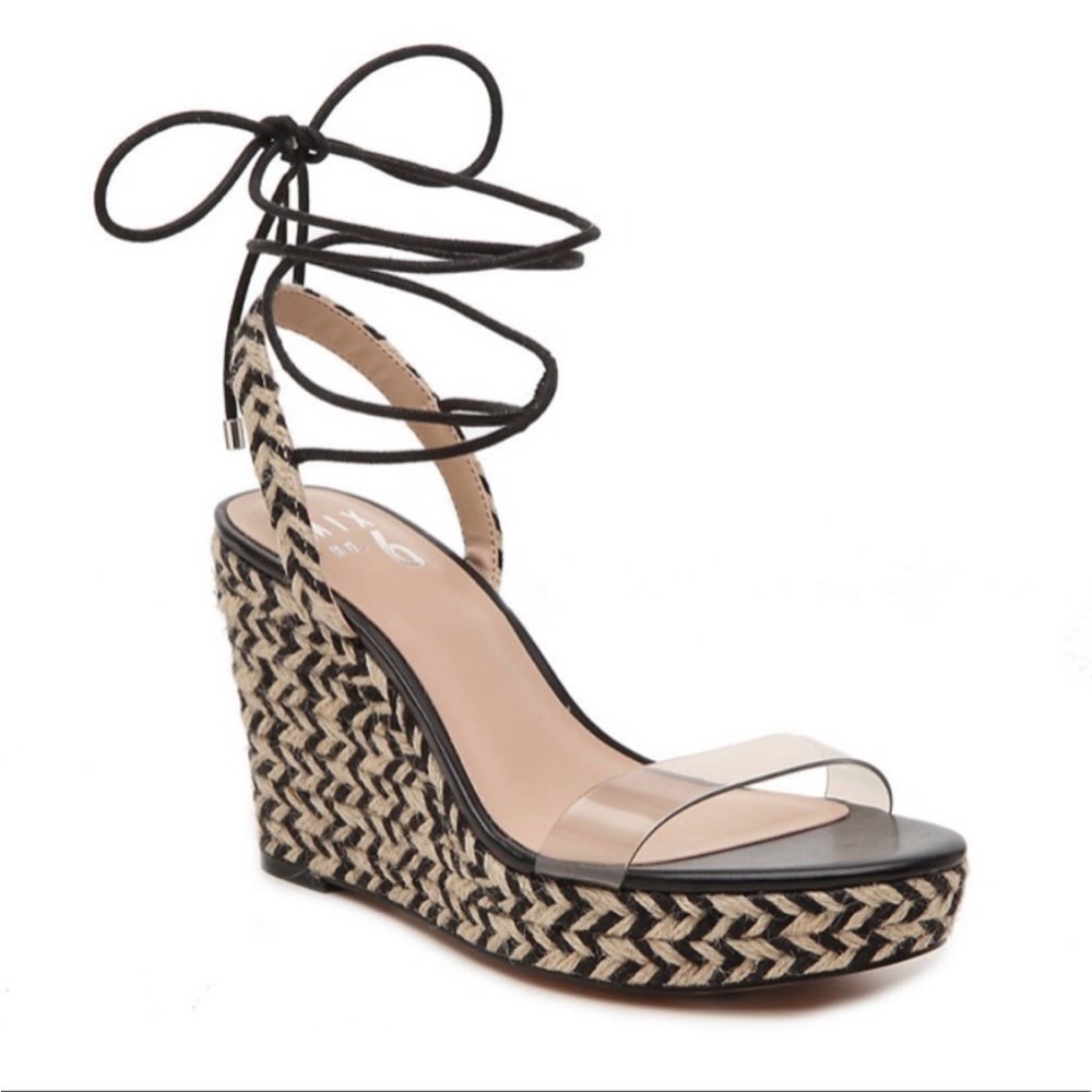 Mix No 6 Samira Espadrille Lace Up Wedge Sandals Shoes Womens 38 US 7.5 M